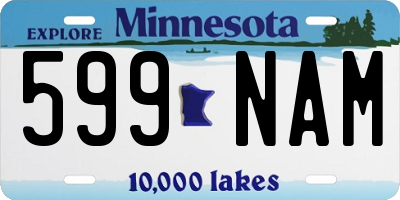 MN license plate 599NAM