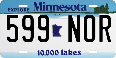 MN license plate 599NOR