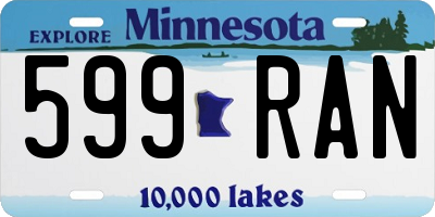 MN license plate 599RAN