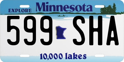 MN license plate 599SHA