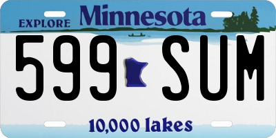 MN license plate 599SUM