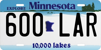 MN license plate 600LAR