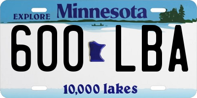 MN license plate 600LBA