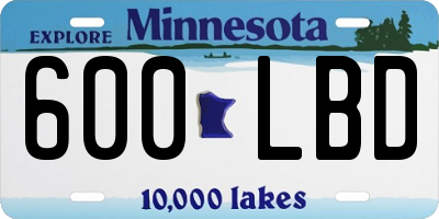 MN license plate 600LBD