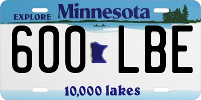 MN license plate 600LBE