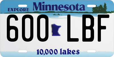 MN license plate 600LBF