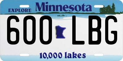 MN license plate 600LBG