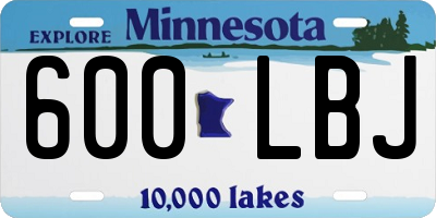 MN license plate 600LBJ