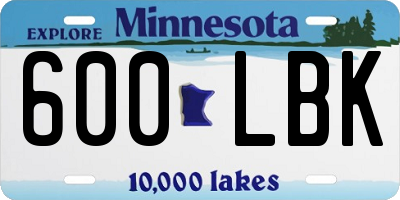 MN license plate 600LBK
