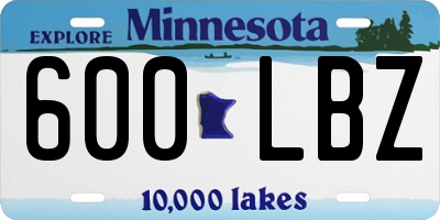 MN license plate 600LBZ