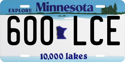 MN license plate 600LCE