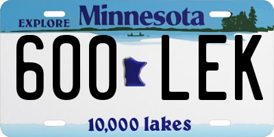 MN license plate 600LEK