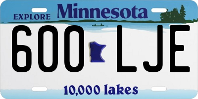 MN license plate 600LJE