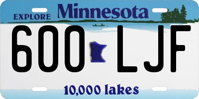 MN license plate 600LJF