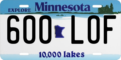 MN license plate 600LOF