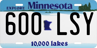 MN license plate 600LSY