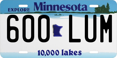 MN license plate 600LUM