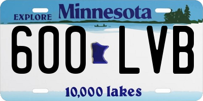 MN license plate 600LVB