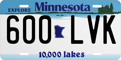 MN license plate 600LVK
