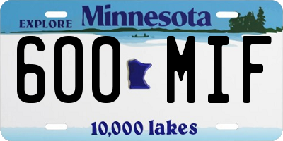 MN license plate 600MIF