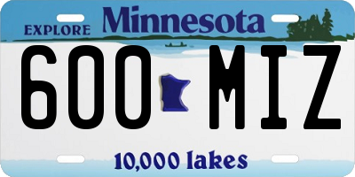 MN license plate 600MIZ