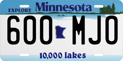 MN license plate 600MJO