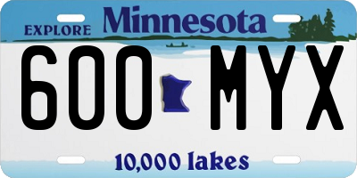 MN license plate 600MYX