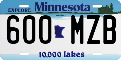 MN license plate 600MZB