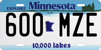 MN license plate 600MZE