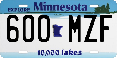 MN license plate 600MZF