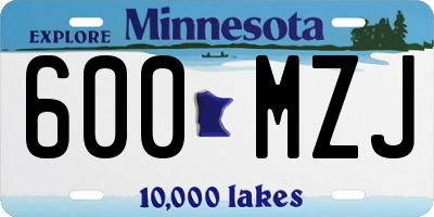 MN license plate 600MZJ