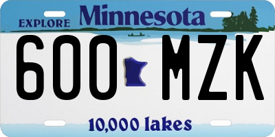 MN license plate 600MZK