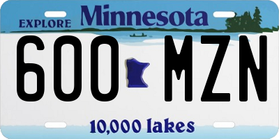 MN license plate 600MZN