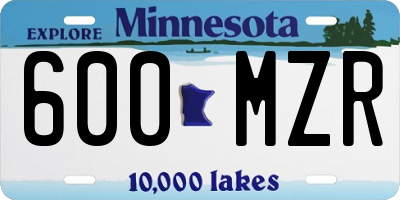MN license plate 600MZR