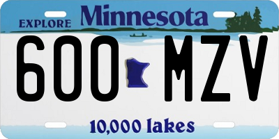 MN license plate 600MZV