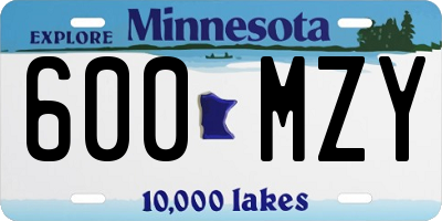 MN license plate 600MZY