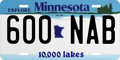 MN license plate 600NAB