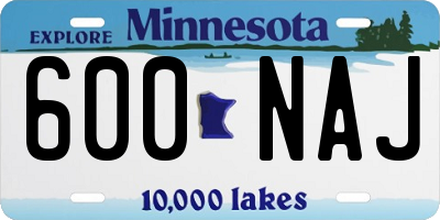 MN license plate 600NAJ