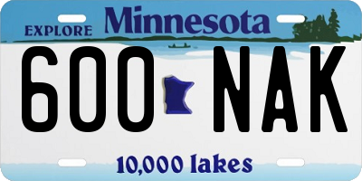MN license plate 600NAK