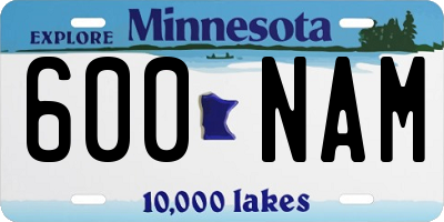 MN license plate 600NAM