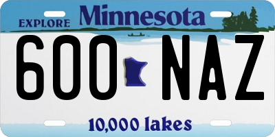 MN license plate 600NAZ