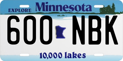 MN license plate 600NBK