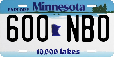 MN license plate 600NBO