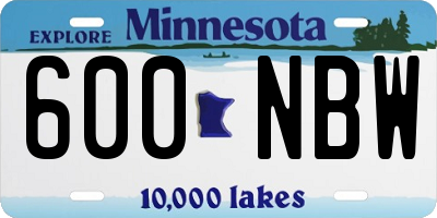 MN license plate 600NBW