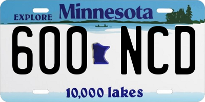 MN license plate 600NCD