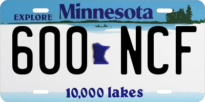 MN license plate 600NCF