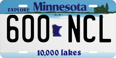 MN license plate 600NCL