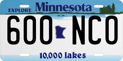 MN license plate 600NCO