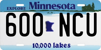 MN license plate 600NCU
