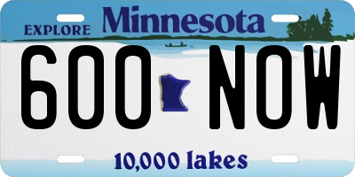 MN license plate 600NOW